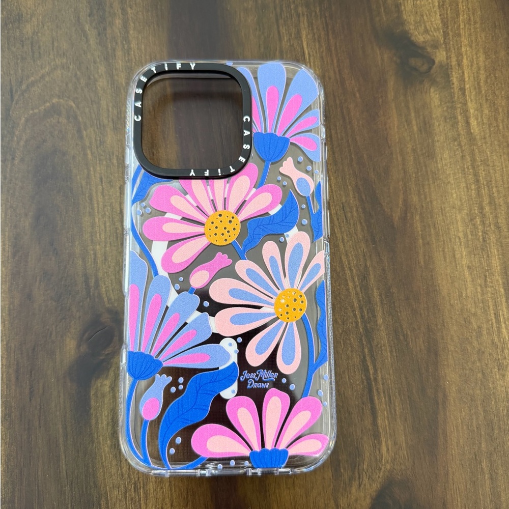 Casetify Pink Blue Floral Clear iPhone Case